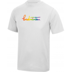 Tee shirt badminton lgbt arc en ciel