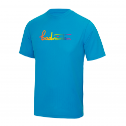 Tee shirt badminton lgbt arc en ciel